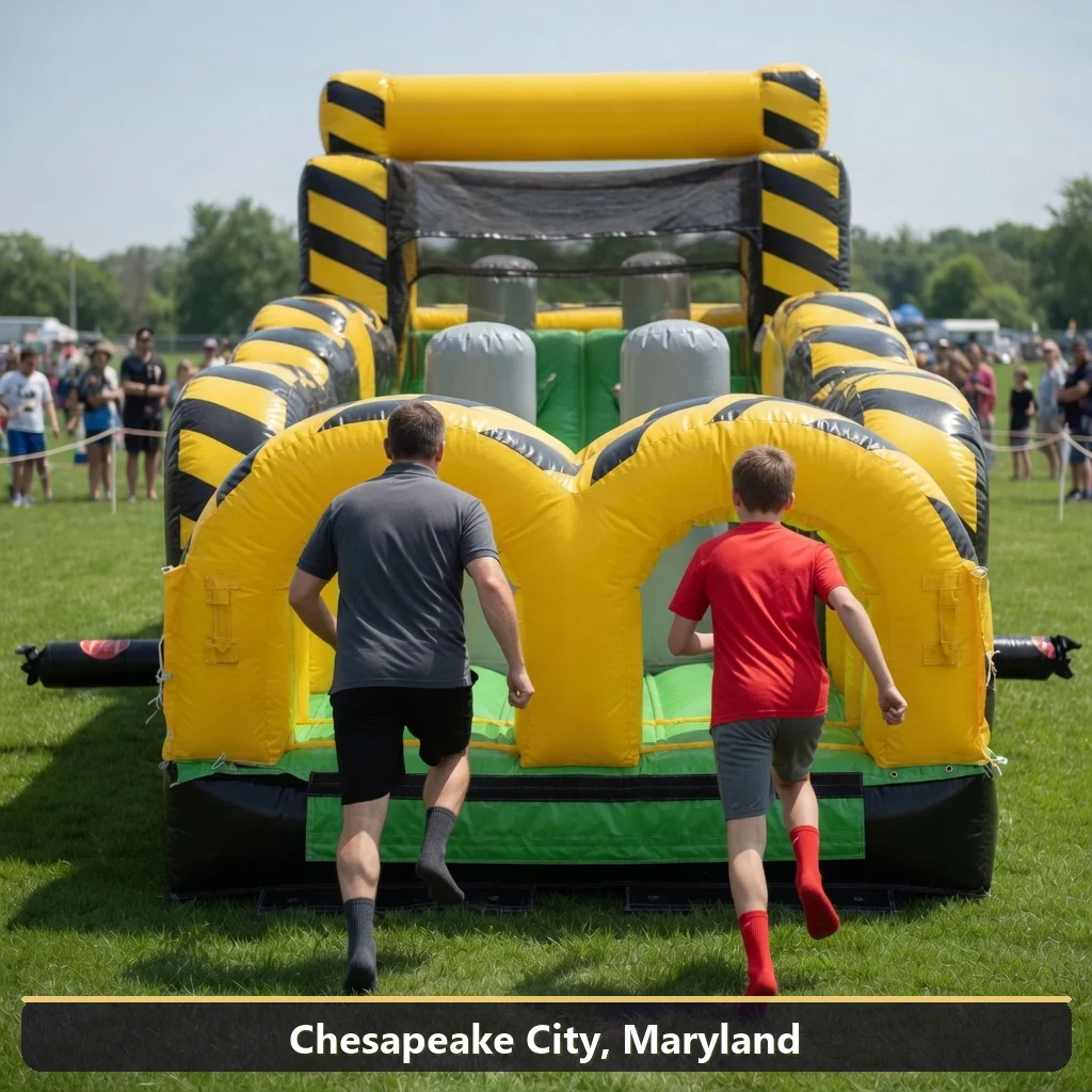 Inflatable obstacle course rental for events in Chesapeake City, Maryland