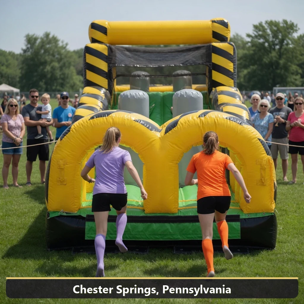 Inflatable obstacle course rental for events in Chester Springs, Pennsylvania
