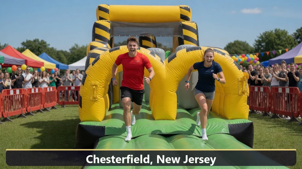 Inflatable obstacle course rental for events in Chesterfield, New Jersey