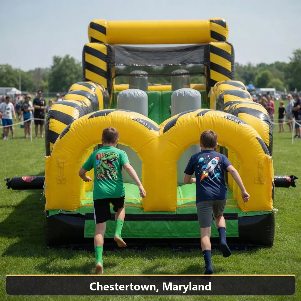 Inflatable obstacle course rental for events in Chestertown, Maryland