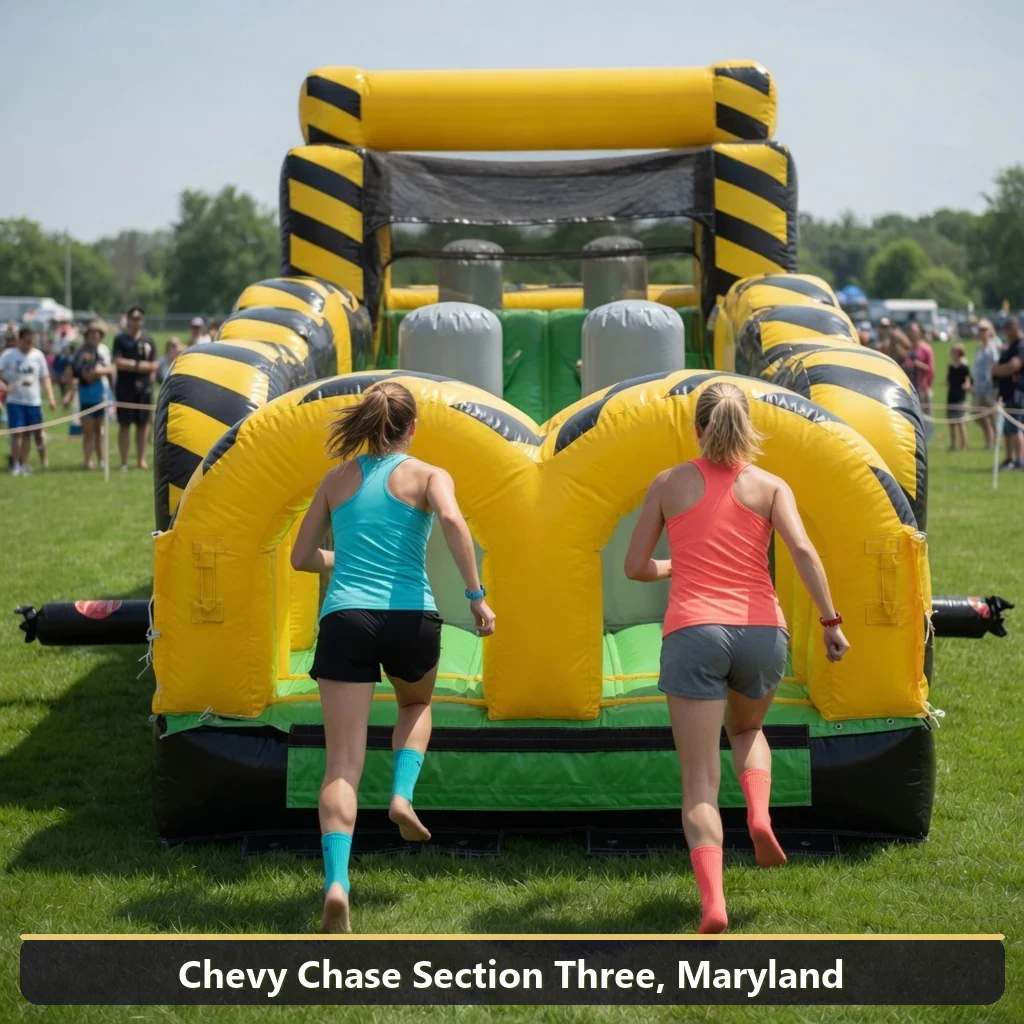Inflatable obstacle course rental for events in Chevy Chase Section Three, Maryland