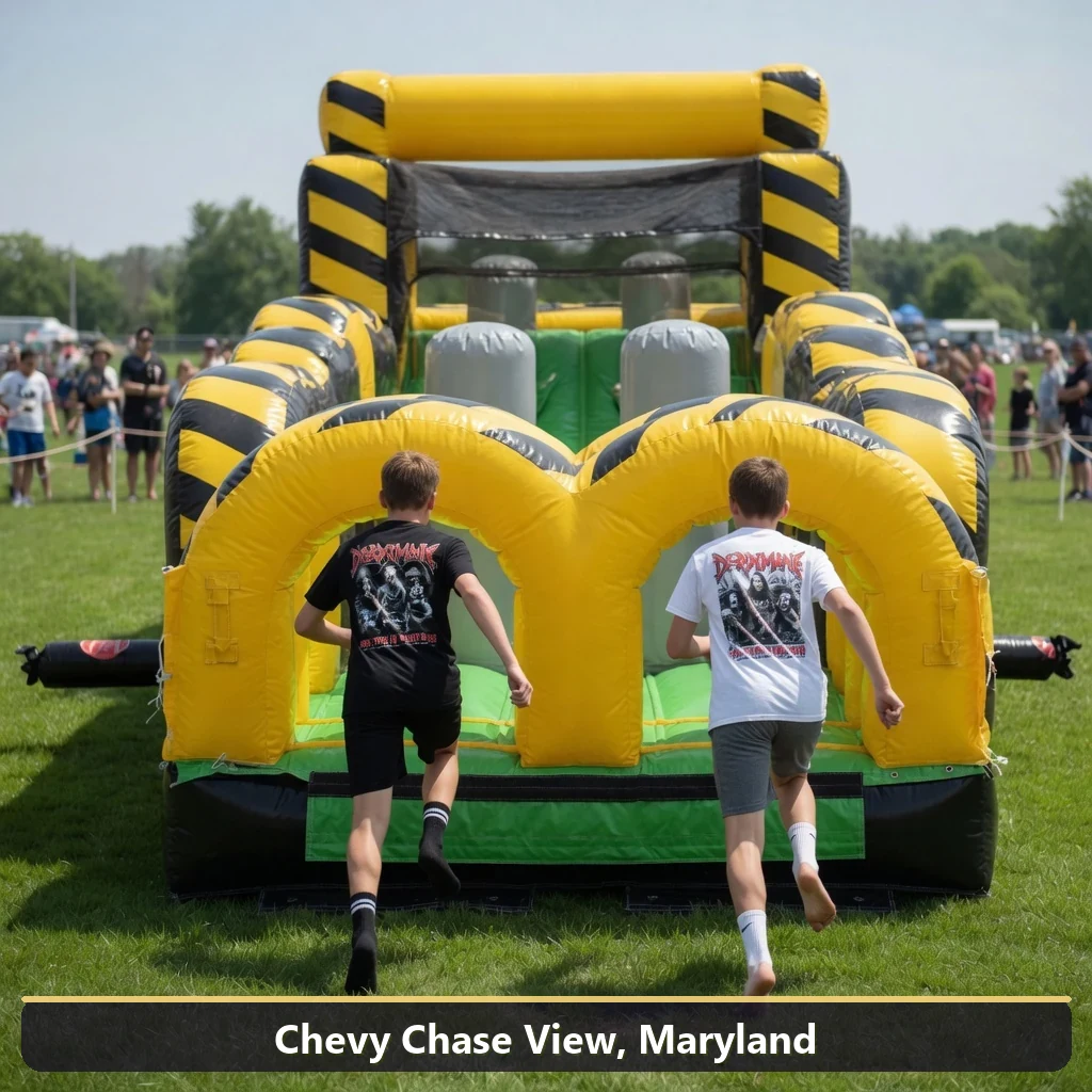 Inflatable obstacle course rental for events in Chevy Chase View, Maryland