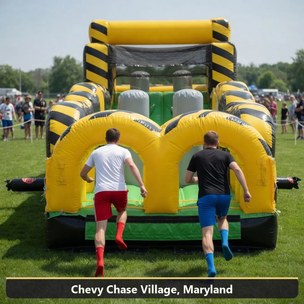 Inflatable obstacle course rental for events in Chevy Chase Village, Maryland
