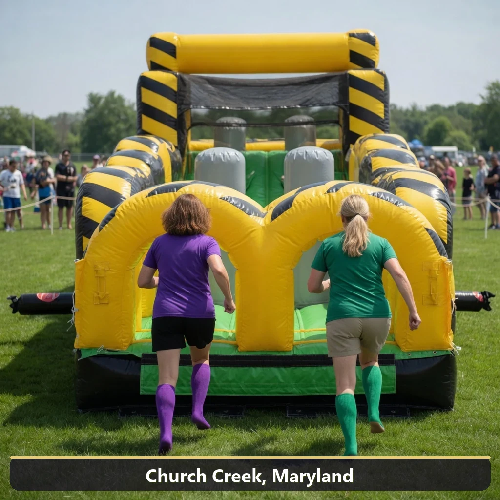 Inflatable obstacle course rental for events in Church Creek, Maryland