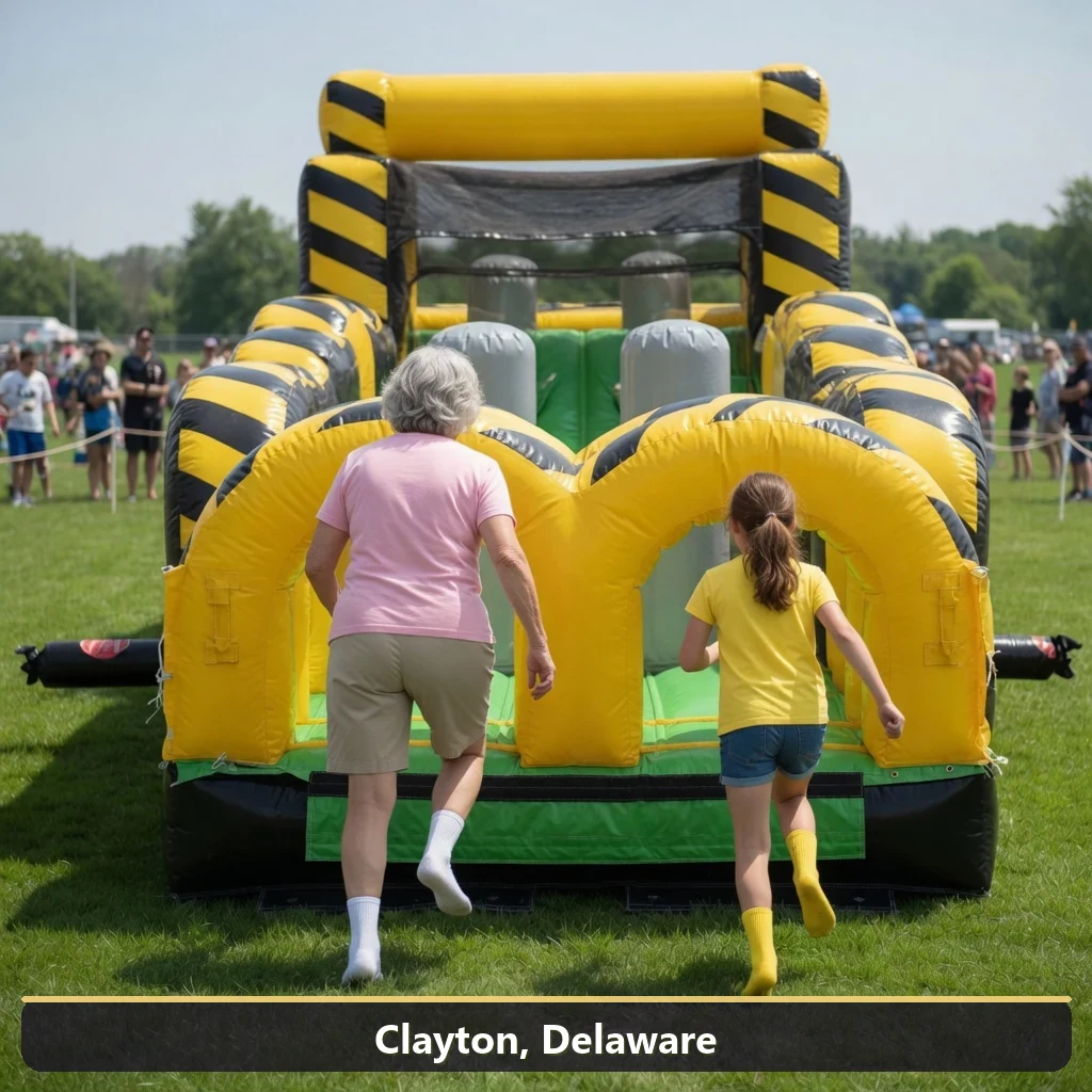 Inflatable obstacle course rental for events in Clayton, Delaware