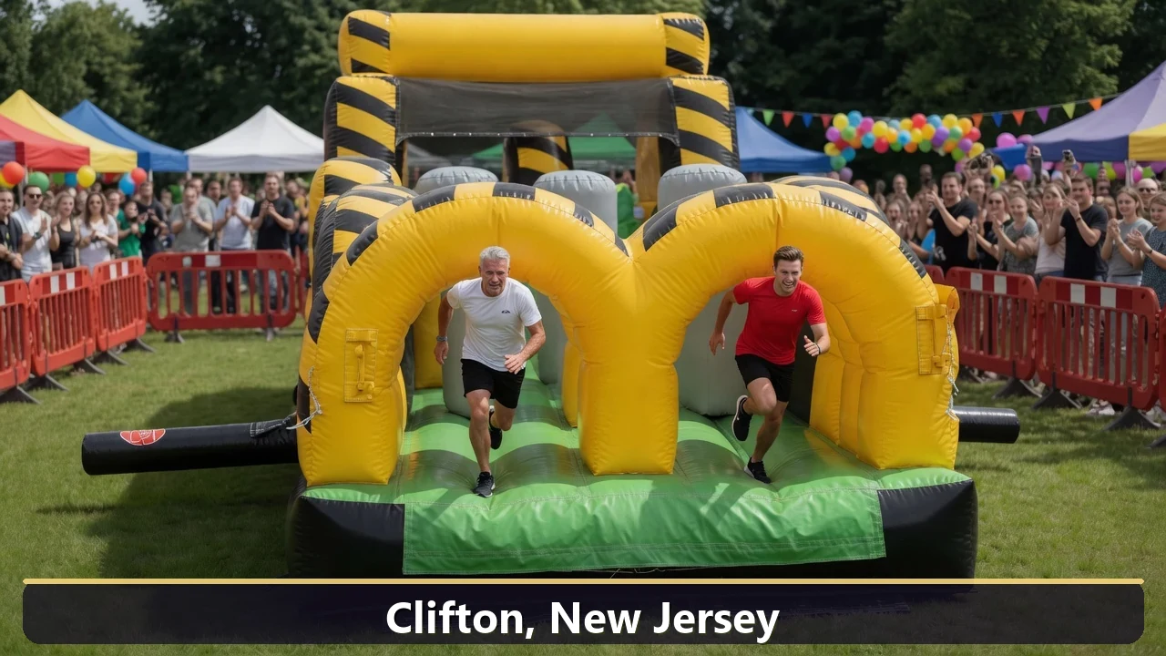 Inflatable obstacle course rental for events in Clifton, New Jersey