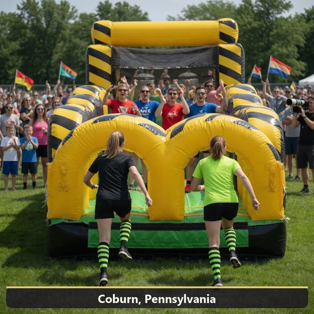 Inflatable obstacle course rental for events in Coburn, Pennsylvania