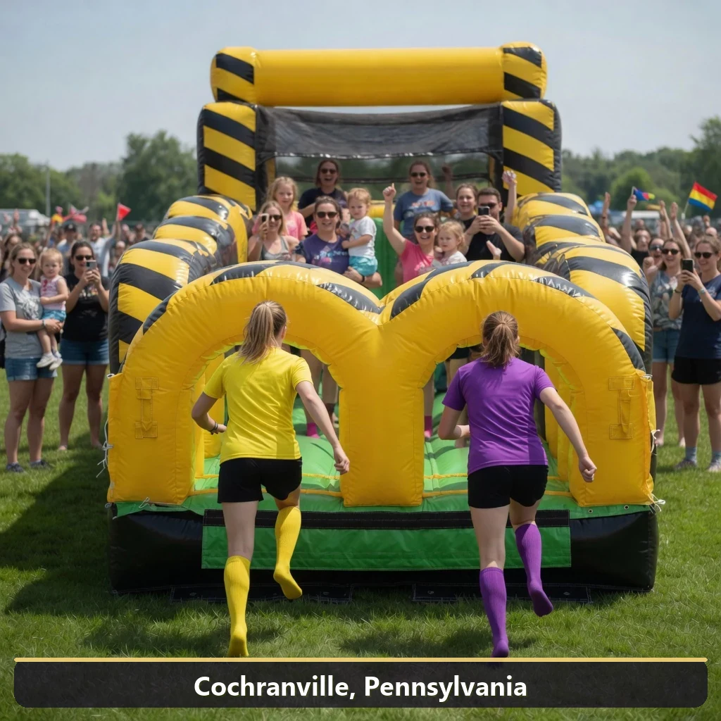 Inflatable obstacle course rental for events in Cochranville, Pennsylvania
