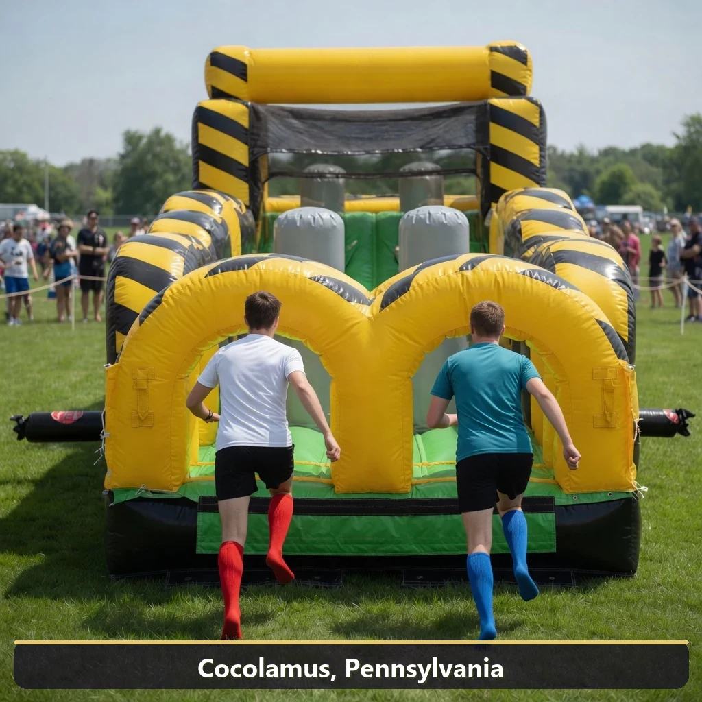 Inflatable obstacle course rental for events in Cocolamus, Pennsylvania