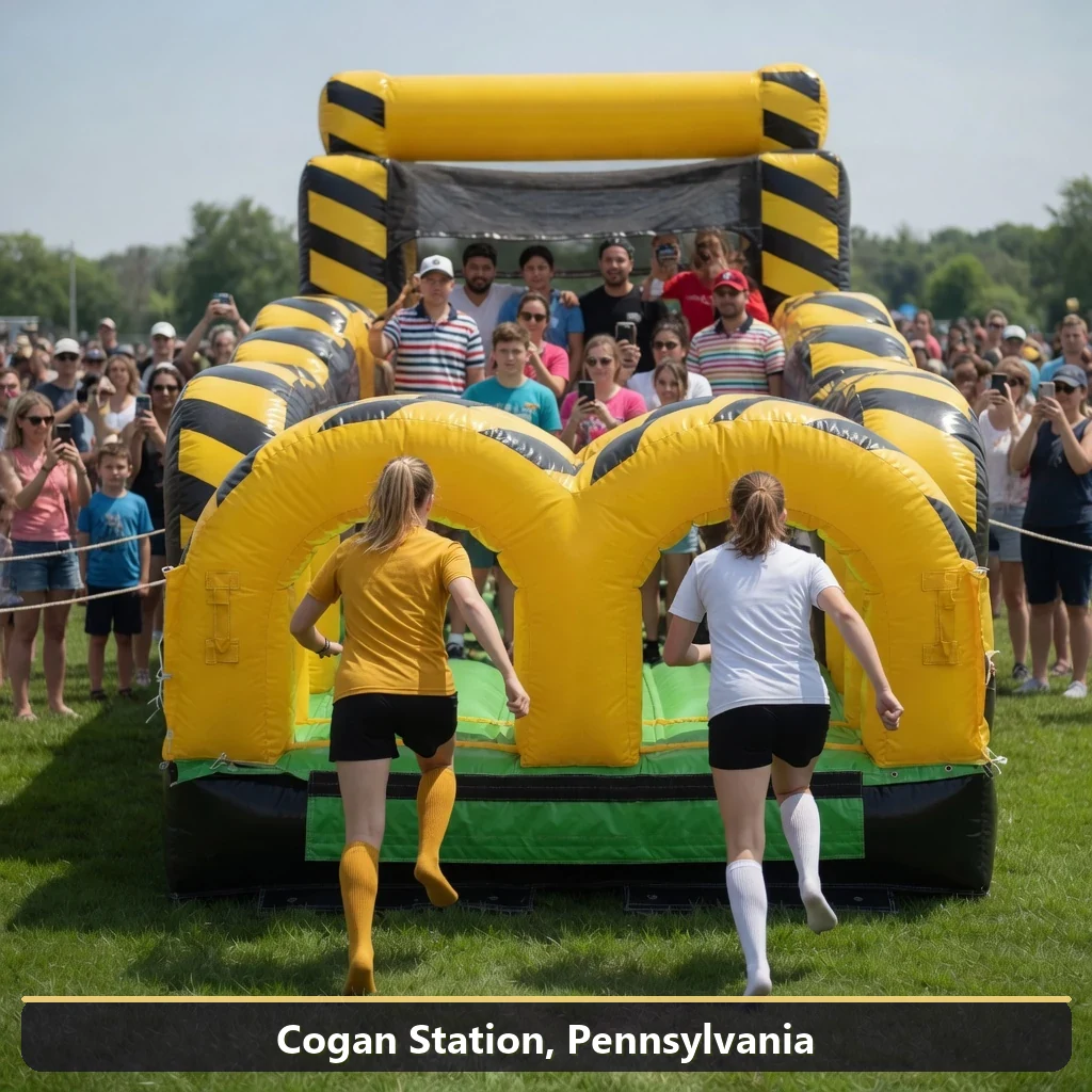 Inflatable obstacle course rental for events in Cogan Station, Pennsylvania