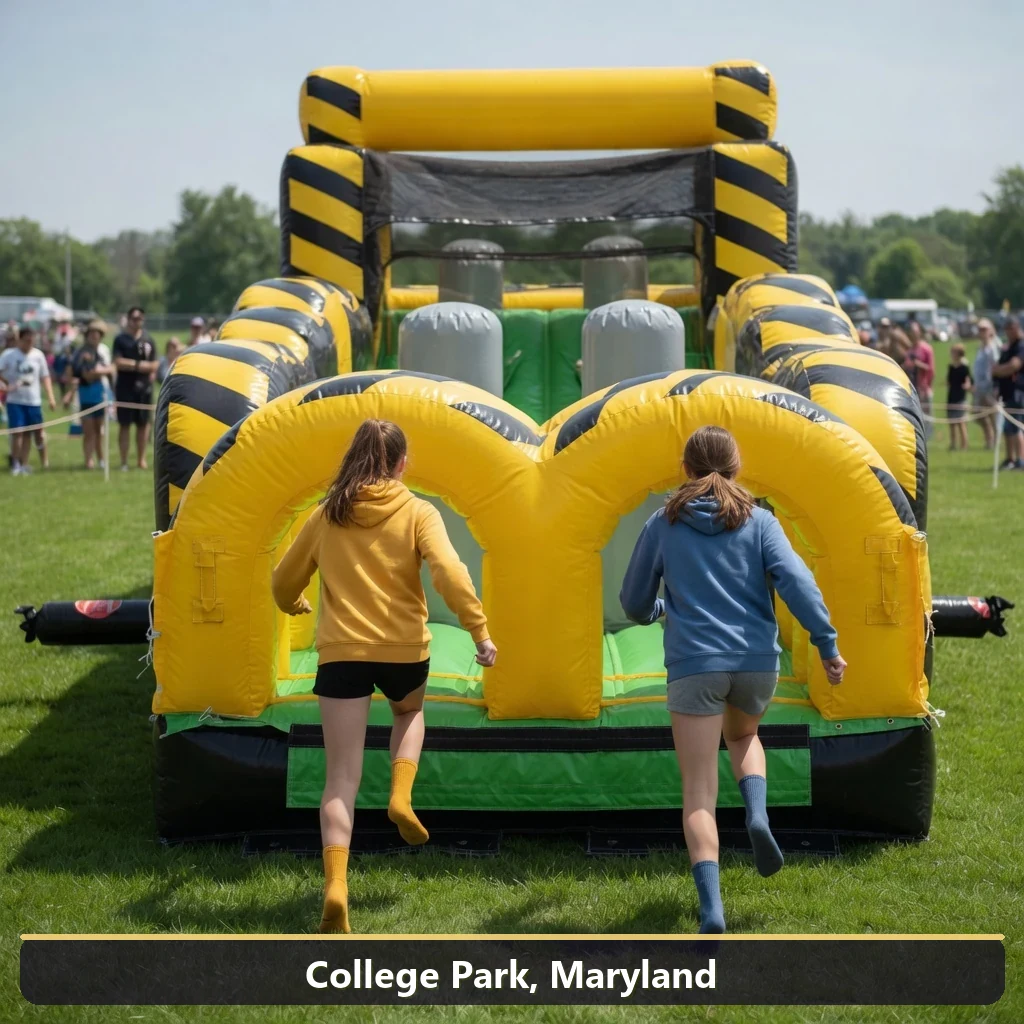 Inflatable obstacle course rental for events in College Park, Maryland
