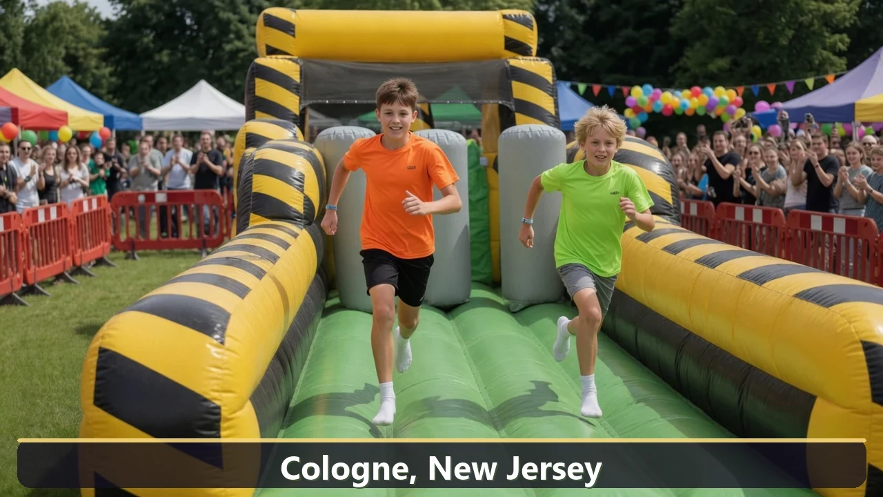 Inflatable obstacle course rental for events in Cologne, New Jersey