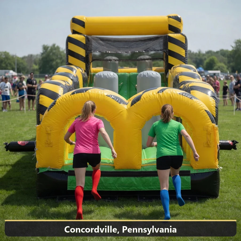 Inflatable obstacle course rental for events in Concordville, Pennsylvania