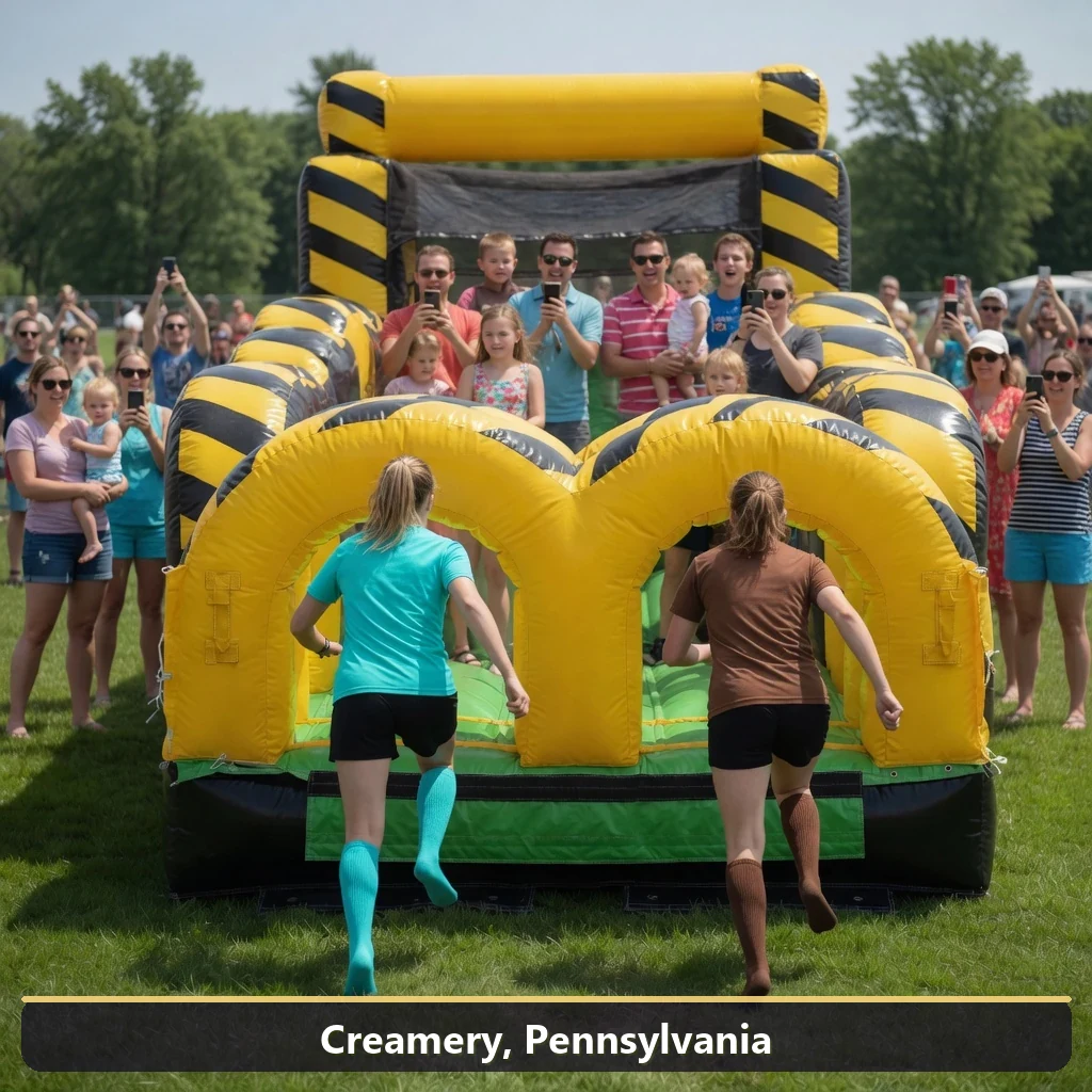 Inflatable obstacle course rental for events in Creamery, Pennsylvania