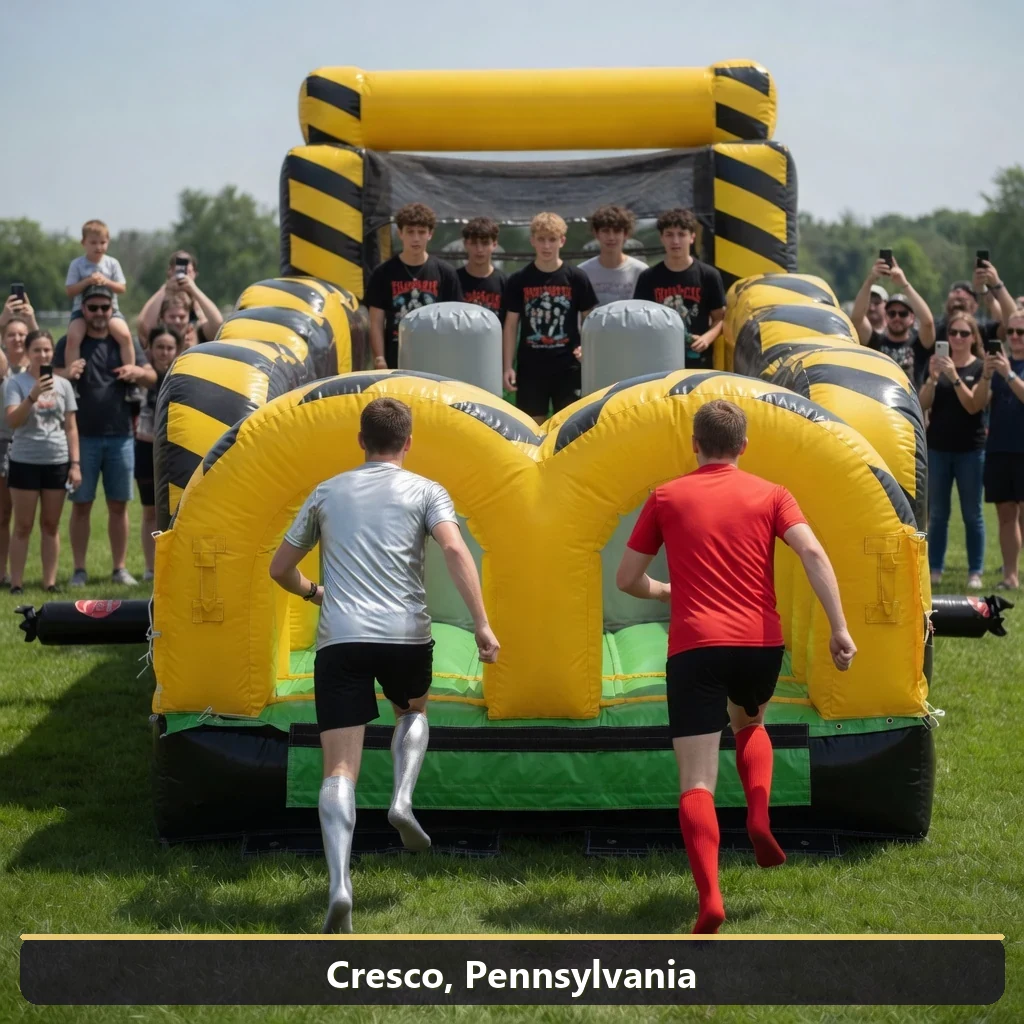 Inflatable obstacle course rental for events in Cresco, Pennsylvania