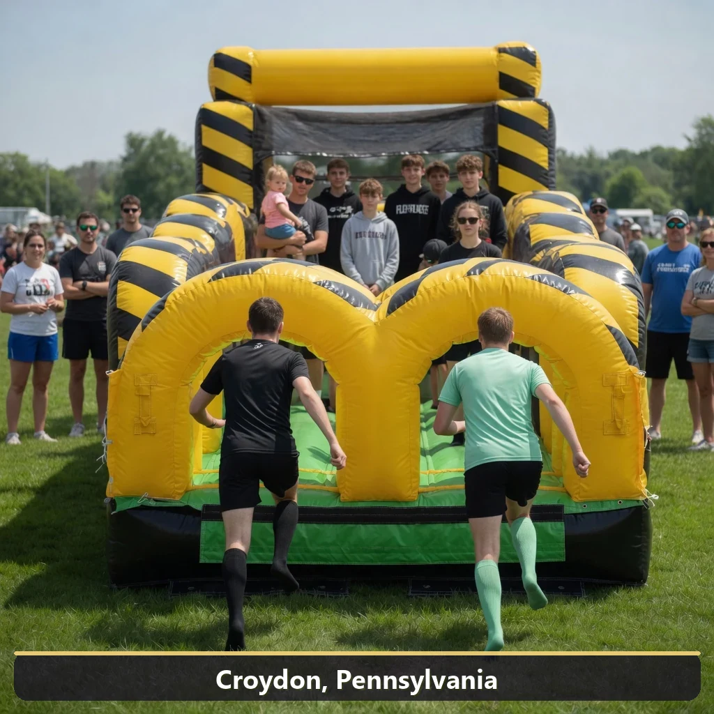 Inflatable obstacle course rental for events in Croydon, Pennsylvania