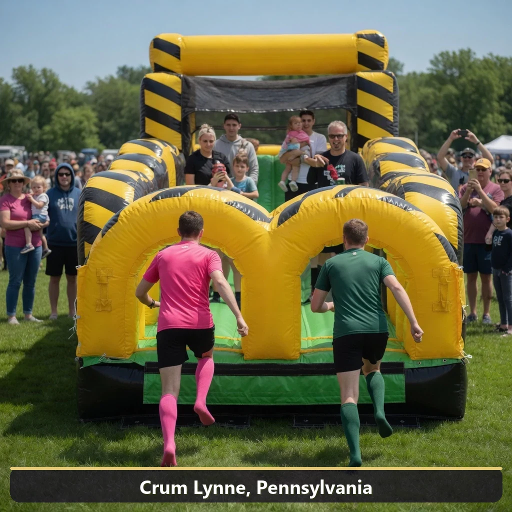 Inflatable obstacle course rental for events in Crum Lynne, Pennsylvania