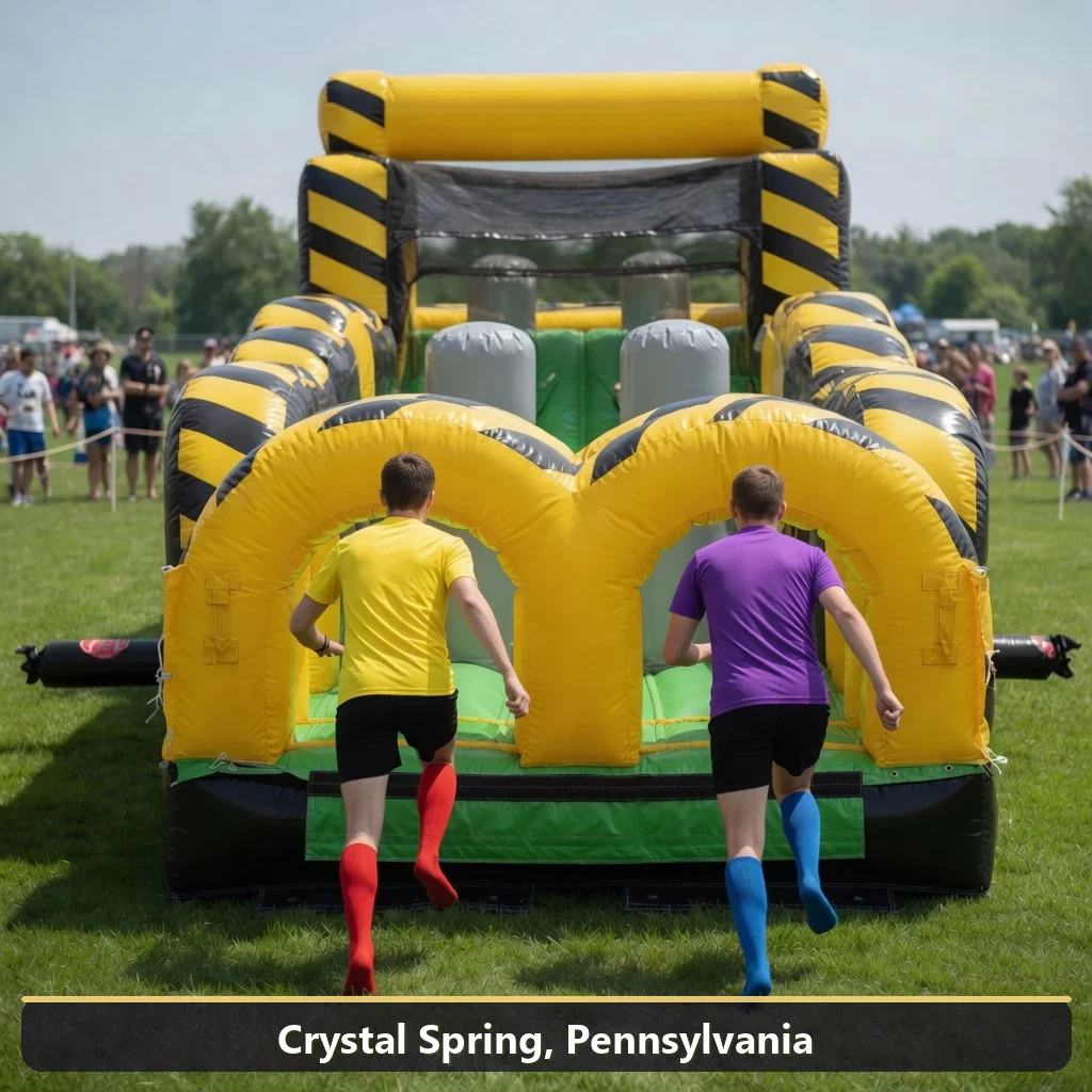 Inflatable obstacle course rental for events in Crystal Spring, Pennsylvania