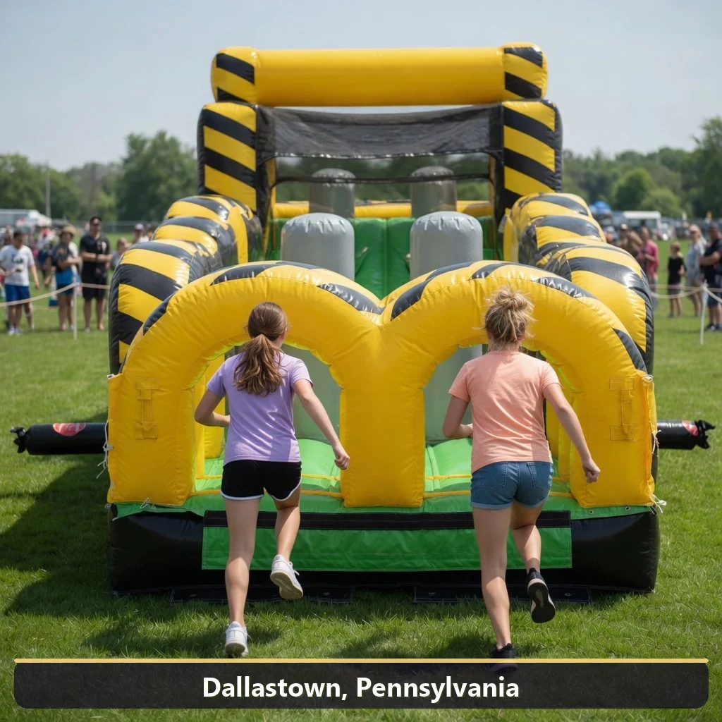Inflatable obstacle course rental for events in Dallastown, Pennsylvania