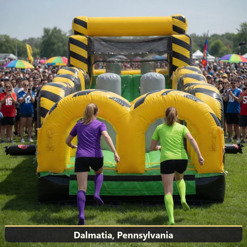 Inflatable obstacle course rental for events in Dalmatia, Pennsylvania