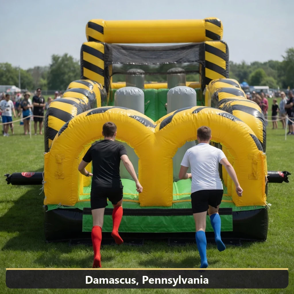 Inflatable obstacle course rental for events in Damascus, Pennsylvania