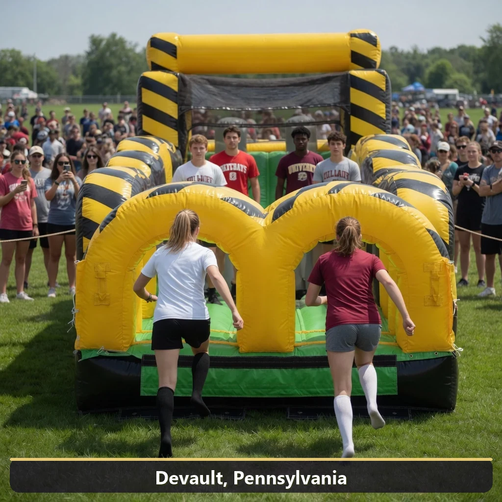 Inflatable obstacle course rental for events in Devault, Pennsylvania