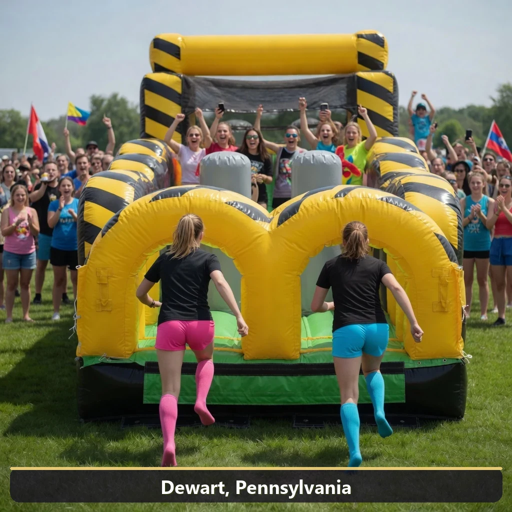 Inflatable obstacle course rental for events in Dewart, Pennsylvania