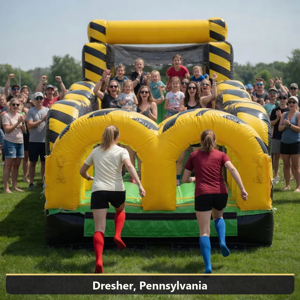 Inflatable obstacle course rental for events in Dresher, Pennsylvania