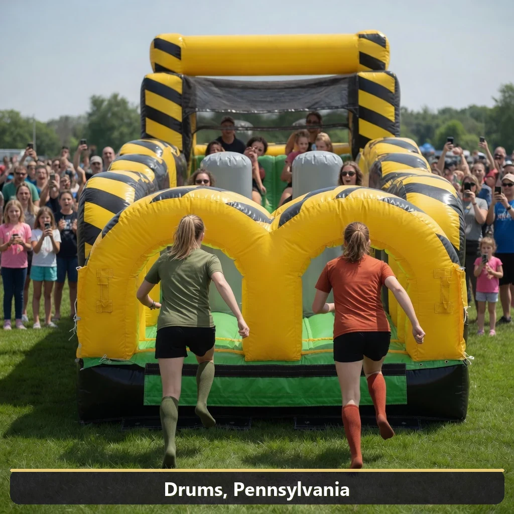 Inflatable obstacle course rental for events in Drums, Pennsylvania