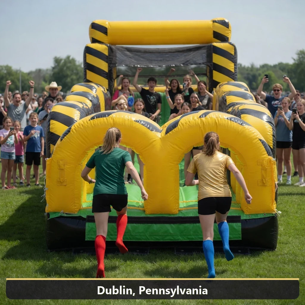 Inflatable obstacle course rental for events in Dublin, Pennsylvania