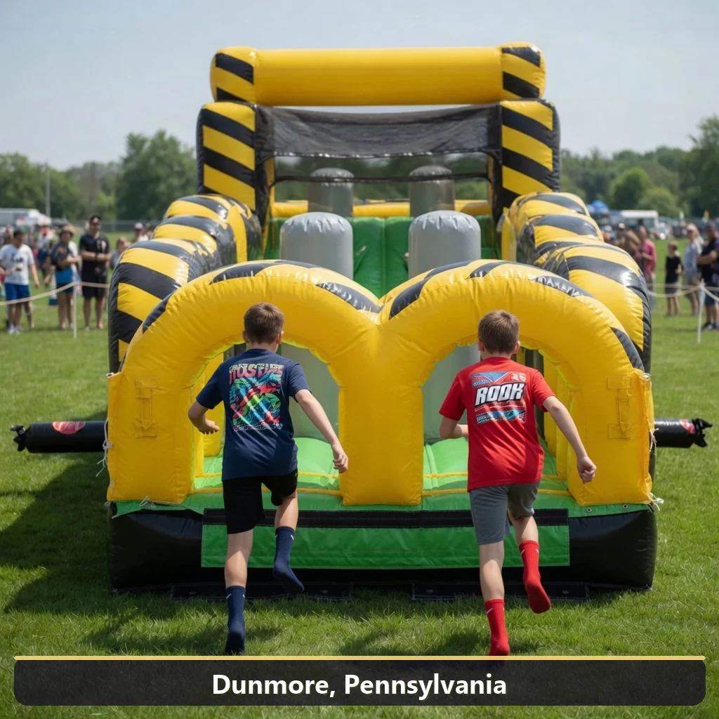 Inflatable obstacle course rental for events in Dunmore, Pennsylvania