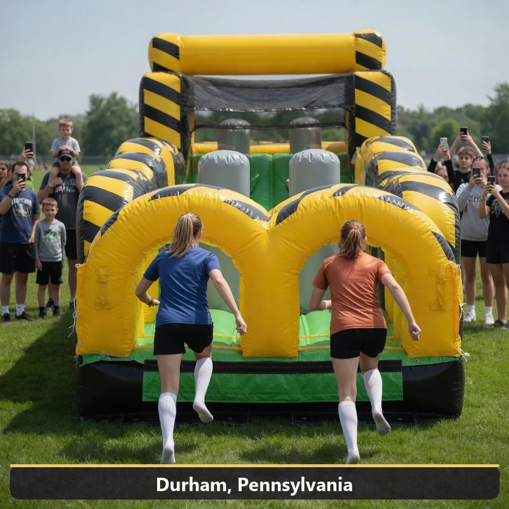 Inflatable obstacle course rental for events in Durham, Pennsylvania