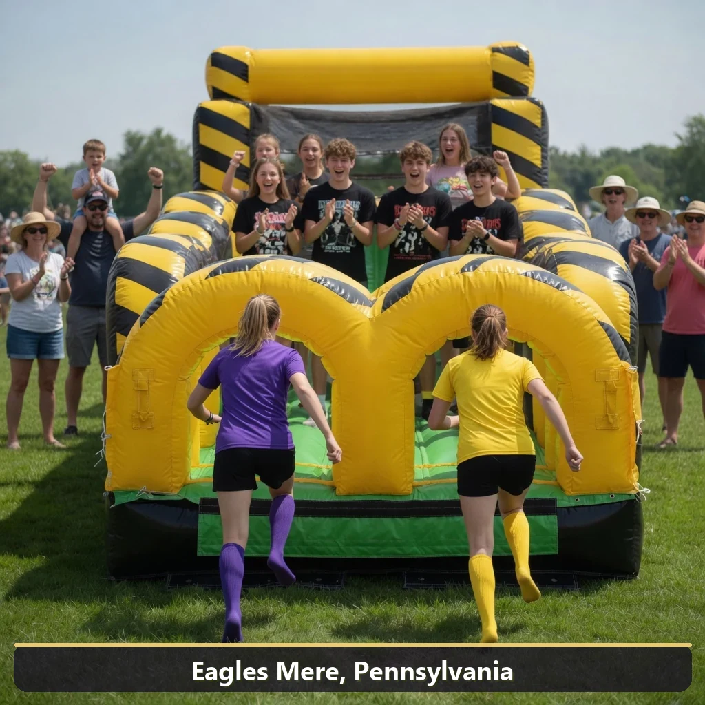 Inflatable obstacle course rental for events in Eagles Mere, Pennsylvania