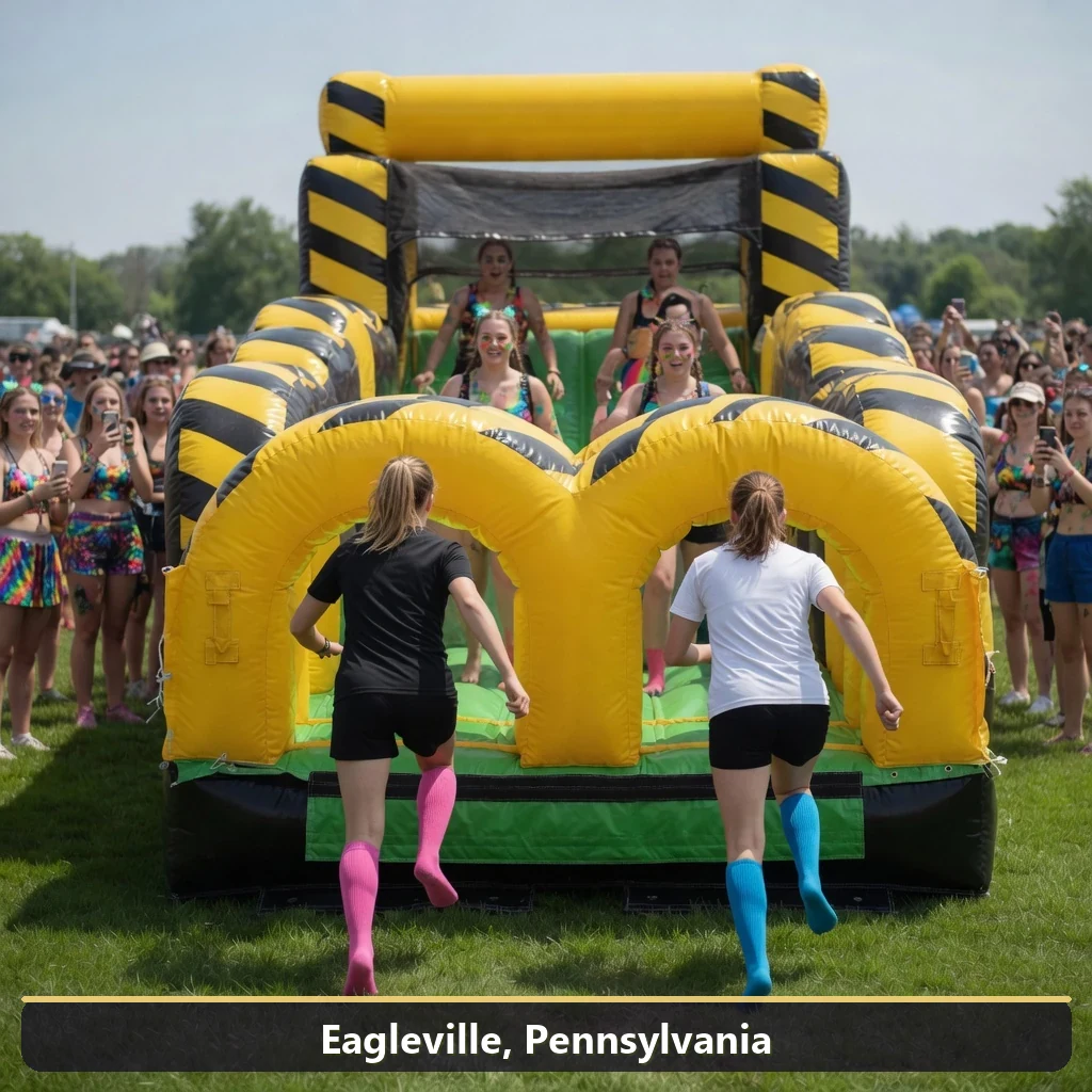Inflatable obstacle course rental for events in Eagleville, Pennsylvania