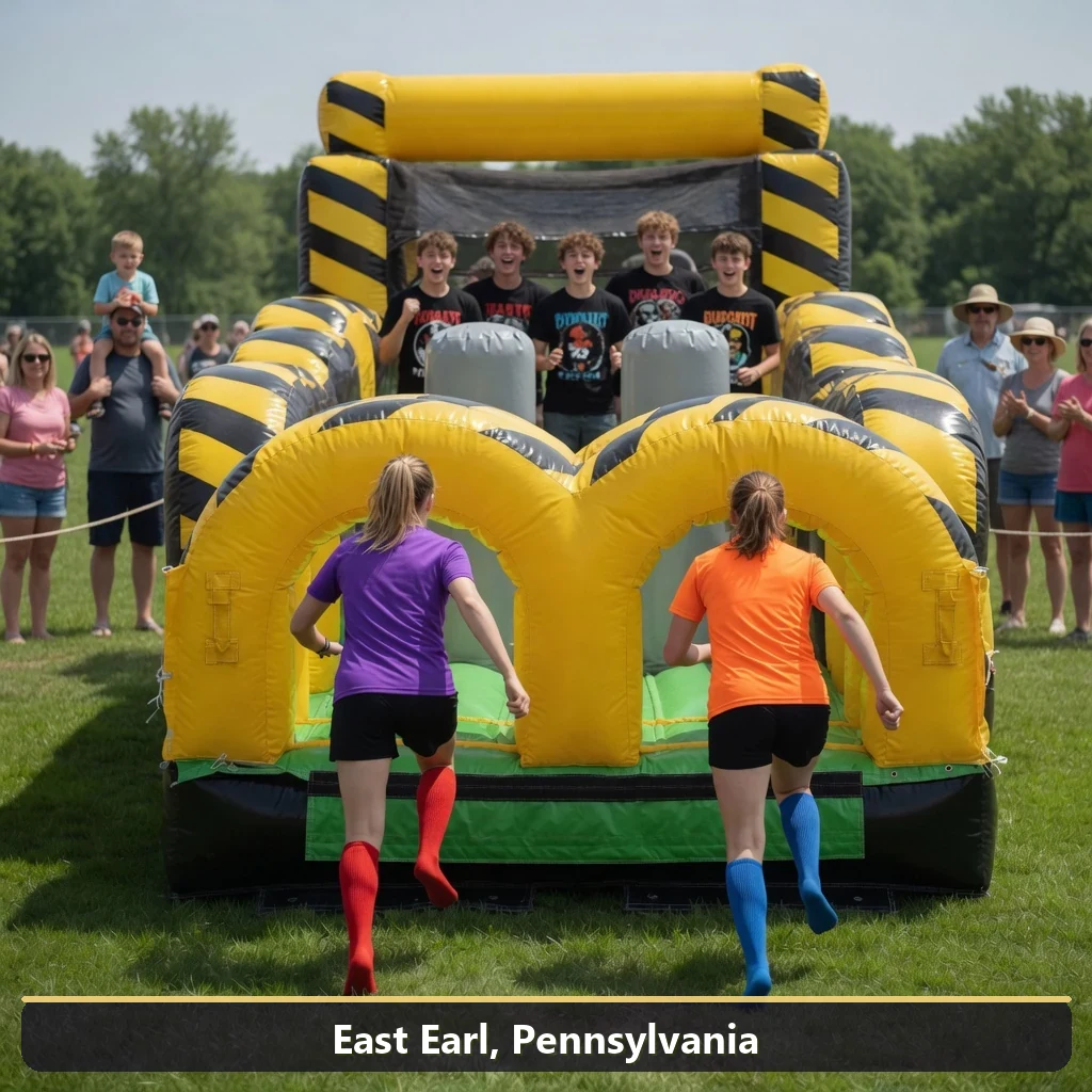 Inflatable obstacle course rental for events in East Earl, Pennsylvania