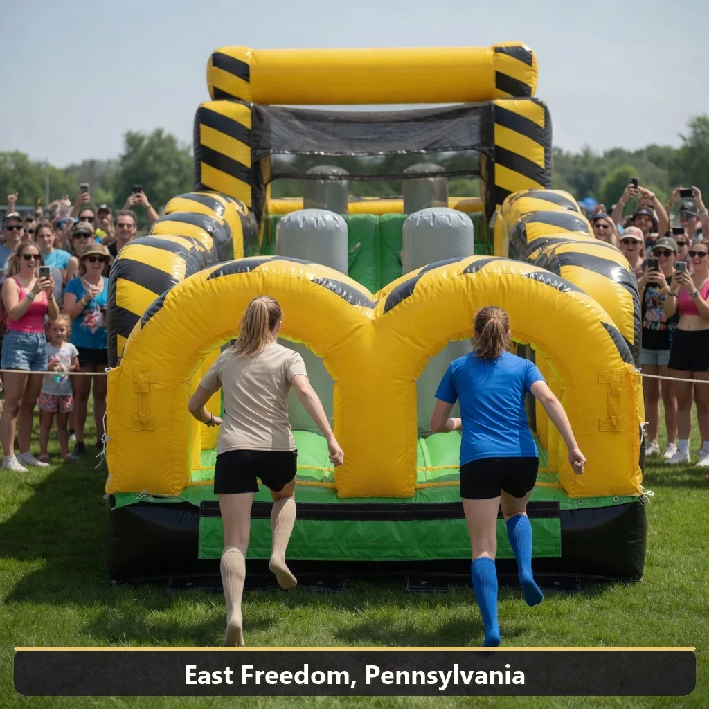 Inflatable obstacle course rental for events in East Freedom, Pennsylvania