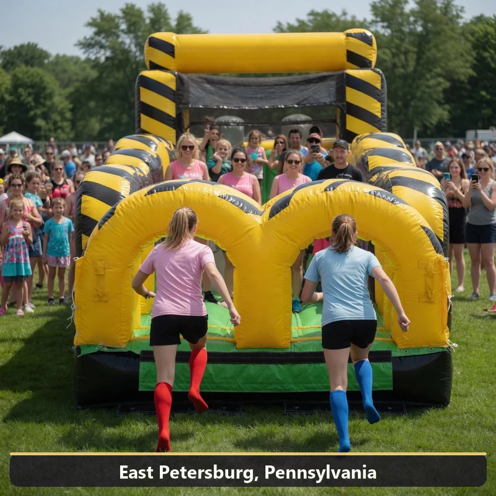 Inflatable obstacle course rental for events in East Petersburg, Pennsylvania