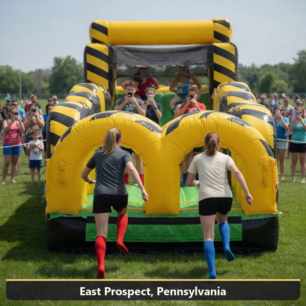 Inflatable obstacle course rental for events in East Prospect, Pennsylvania