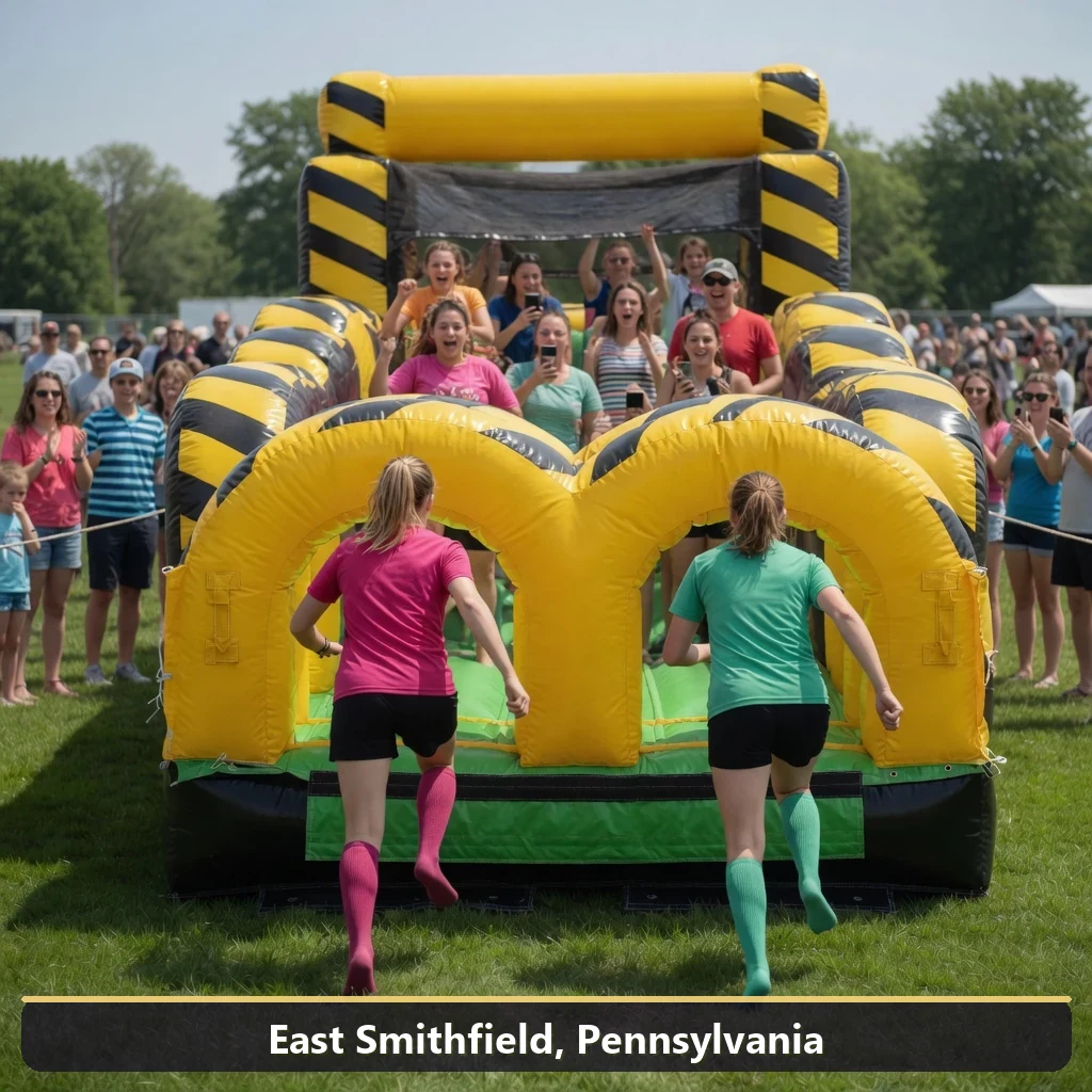 Inflatable obstacle course rental for events in East Smithfield, Pennsylvania