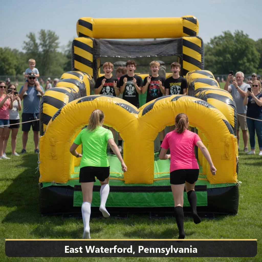 Inflatable obstacle course rental for events in East Waterford, Pennsylvania