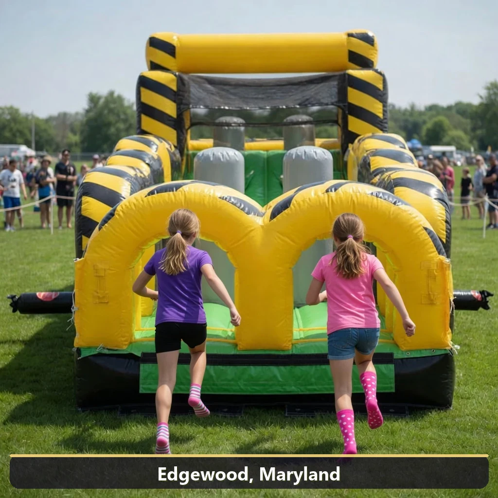 Inflatable obstacle course rental for events in Edgewood, Maryland