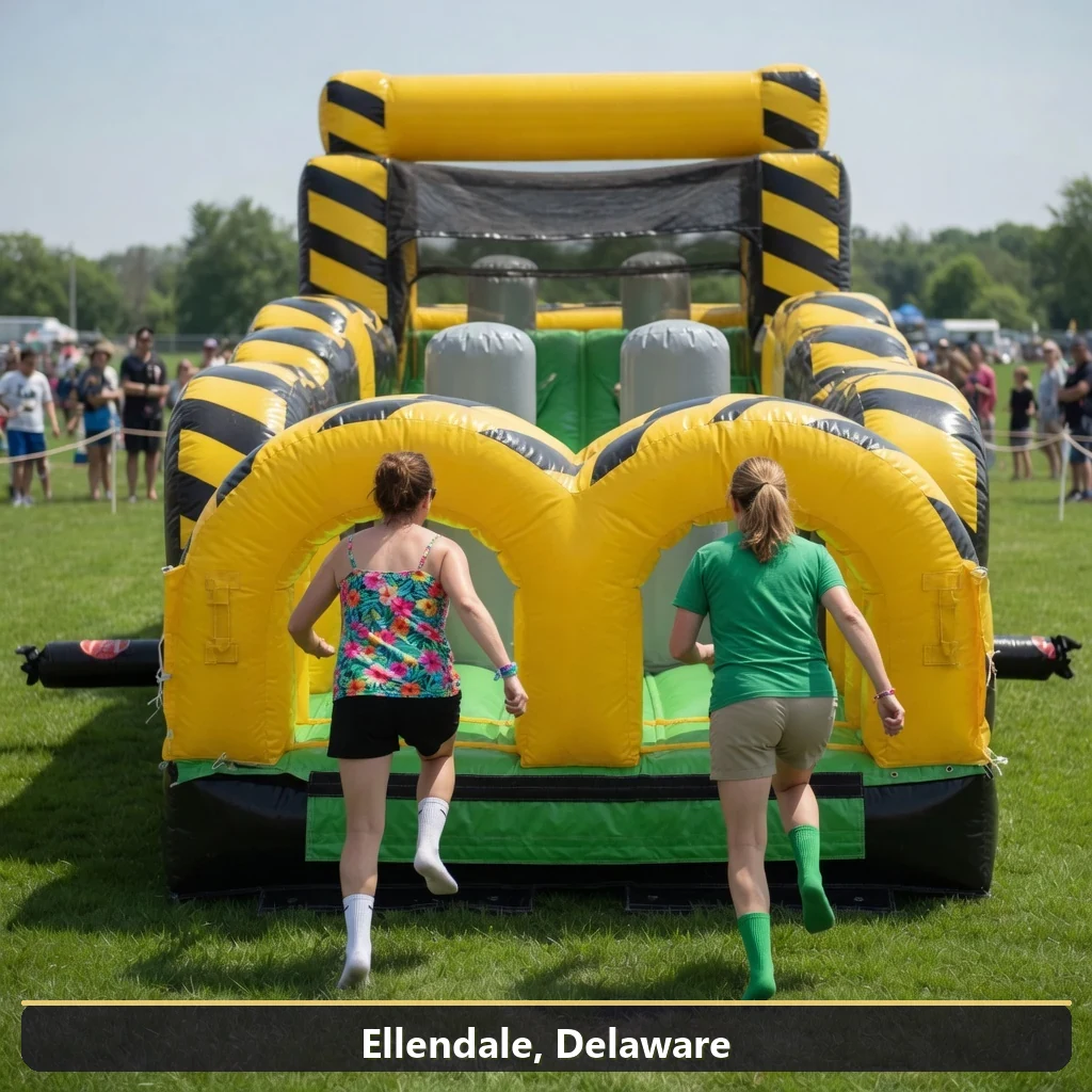 Inflatable obstacle course rental for events in Ellendale, Delaware