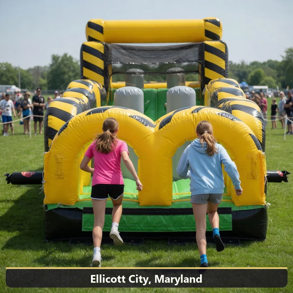 Inflatable obstacle course rental for events in Ellicott City, Maryland