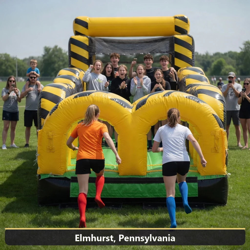 Inflatable obstacle course rental for events in Elmhurst, Pennsylvania