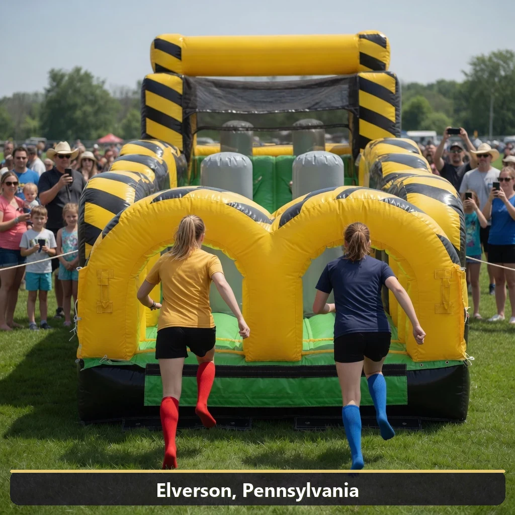 Inflatable obstacle course rental for events in Elverson, Pennsylvania