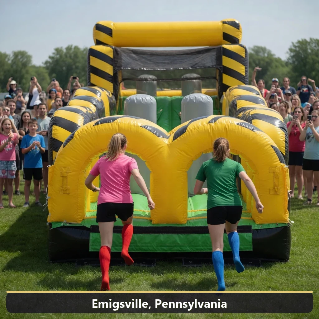 Inflatable obstacle course rental for events in Emigsville, Pennsylvania