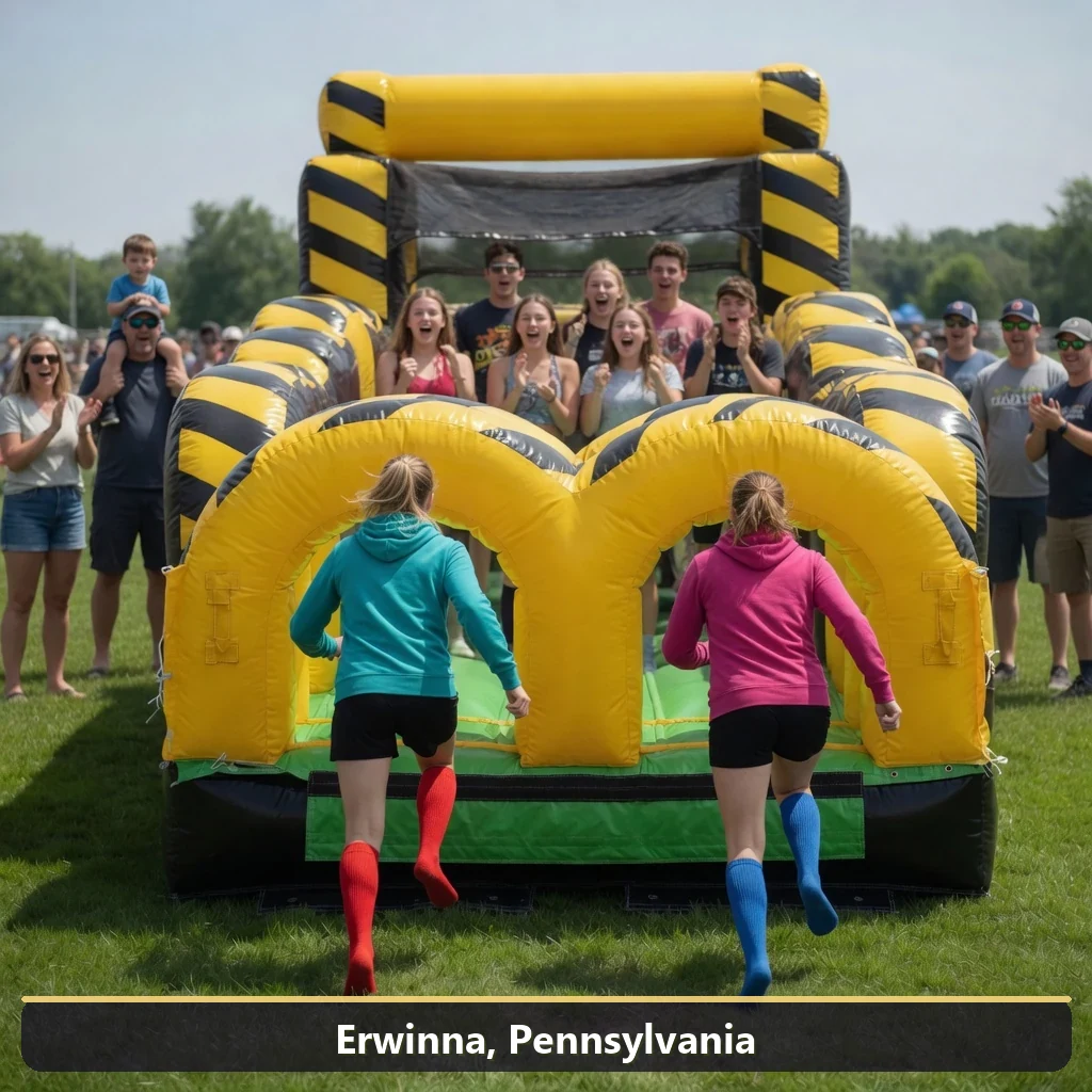 Inflatable obstacle course rental for events in Erwinna, Pennsylvania