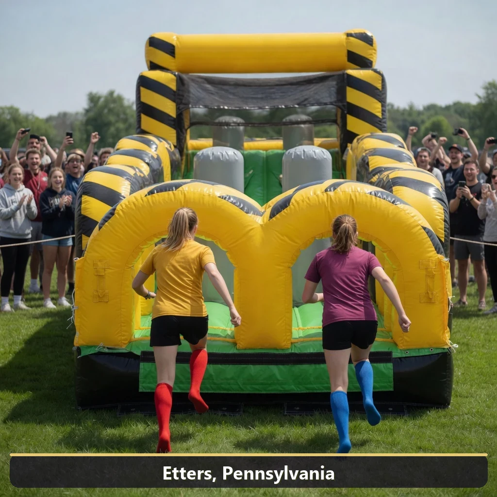 Inflatable obstacle course rental for events in Etters, Pennsylvania