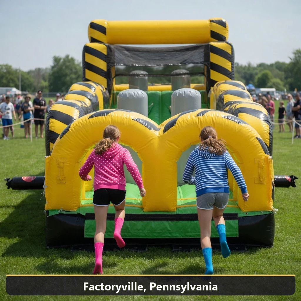 Inflatable obstacle course rental for events in Factoryville, Pennsylvania