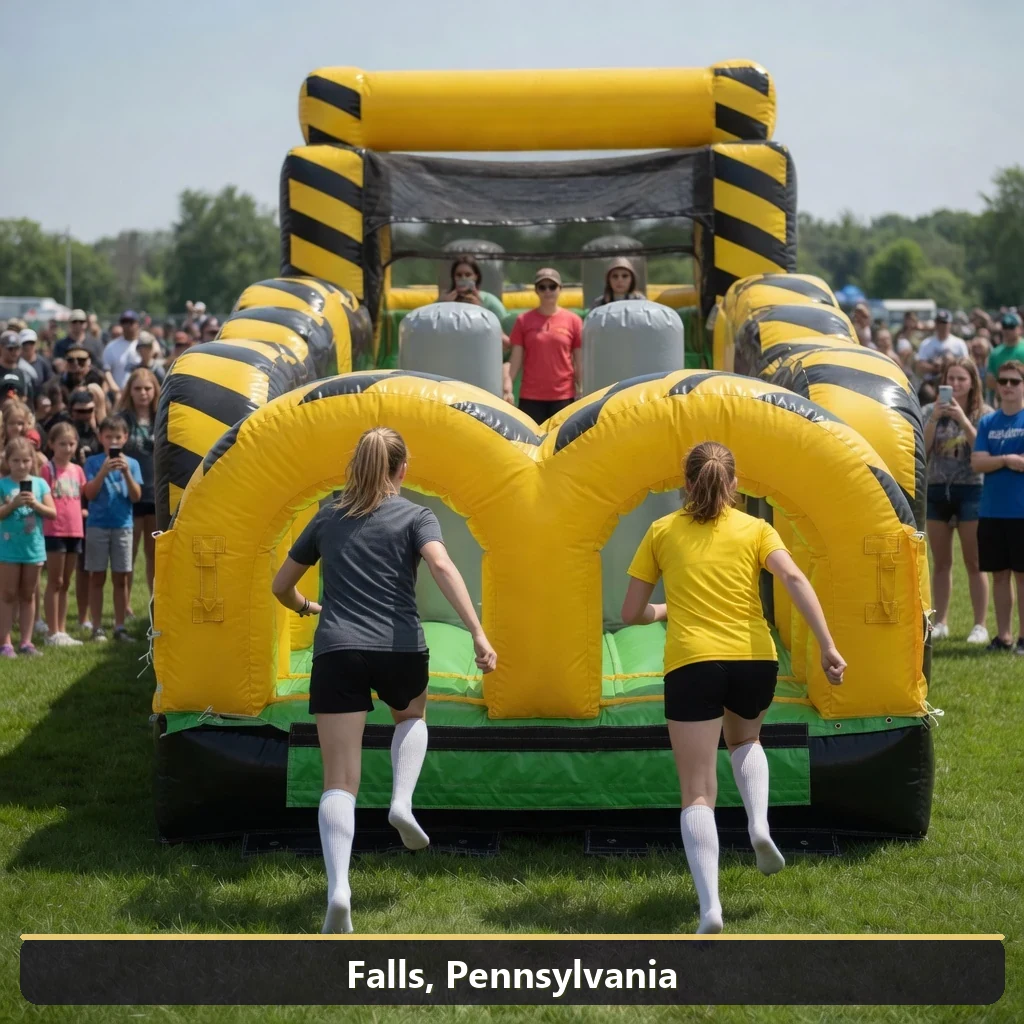 Inflatable obstacle course rental for events in Falls, Pennsylvania
